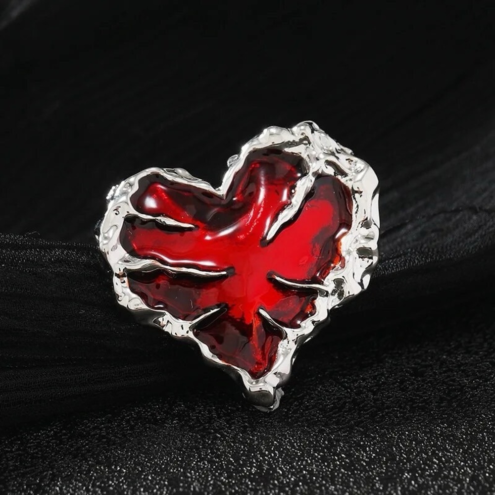 Grunge Red Heart Ring